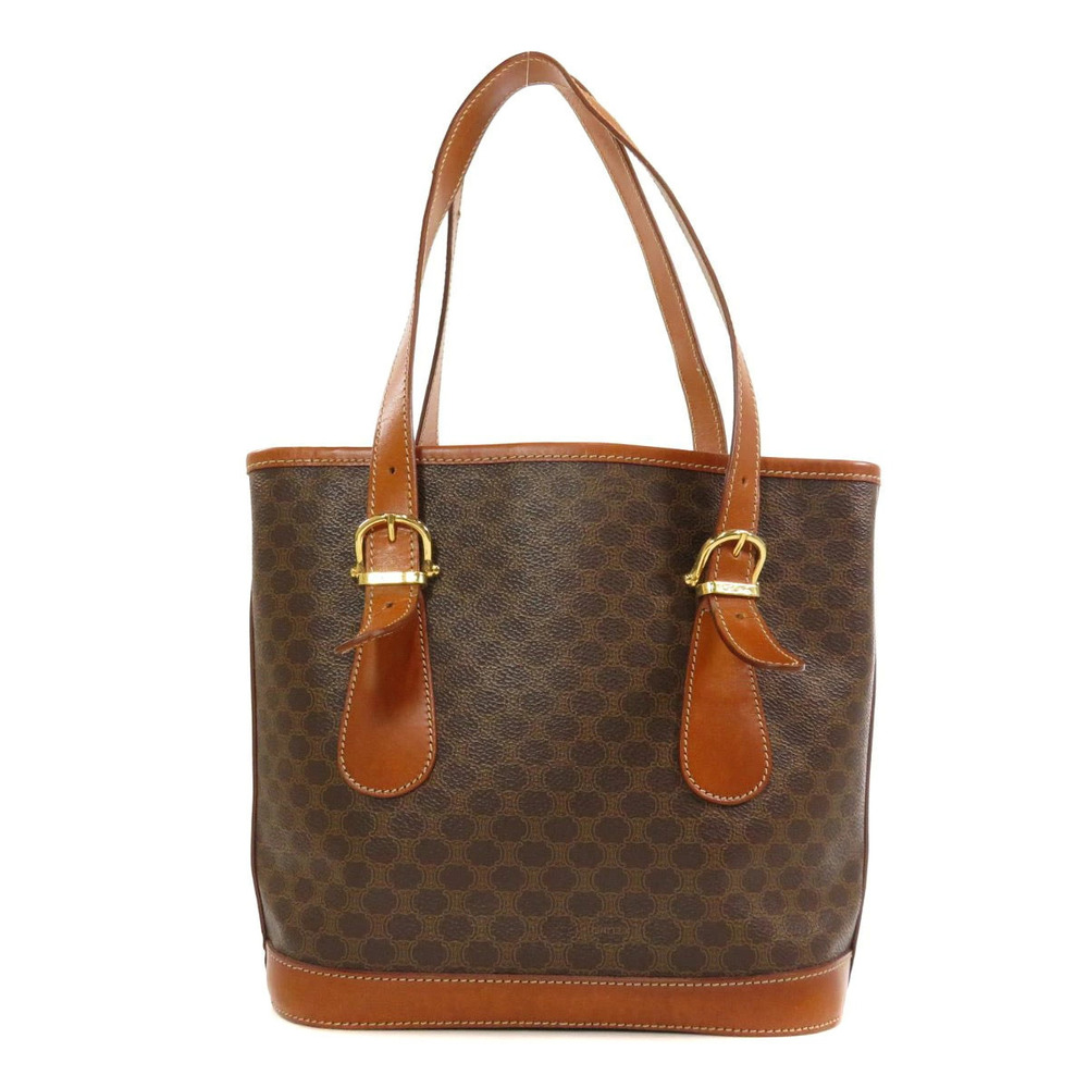 Celine Macadam Bag Leather Tote Brown